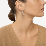 Leslie's SS RH-plat Polished / Dia-cut Circle Link Dangle Post Earrings - Model Shot