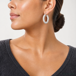 Leslie's Sterling Silver RH-plated Radiant Essence Hoop Earrings - Model Shot