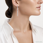 Leslie's Sterling Silver Rh-Plat Herringbone 2-strand Dangle Post Earrings - Model Shot