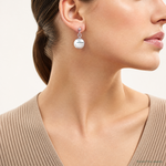 Leslie's Sterling Silver RH-plated Polished Domed Post Dangle Earrings - Model Shot