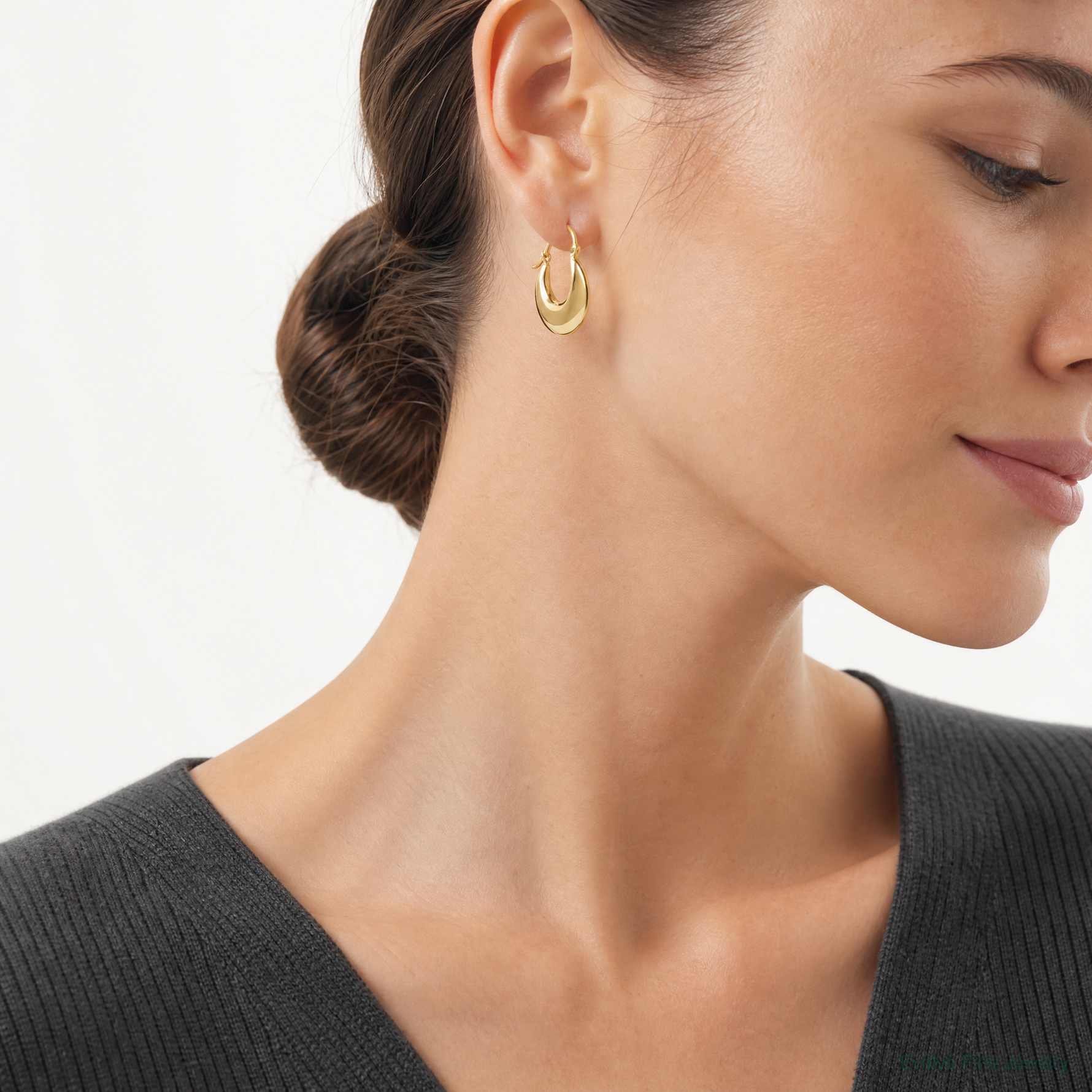 Leslie's Sterling Silver Gold-tone Polished Hoop Earrings - Model Shot