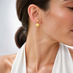 Leslie's Sterling Silver Gold-tone Polished Circle Dangle Post Earrings - Model Shot