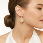 Leslie's Sterling Silver Gold-tone Mother of Pearl Dangle Earrings - Model Shot