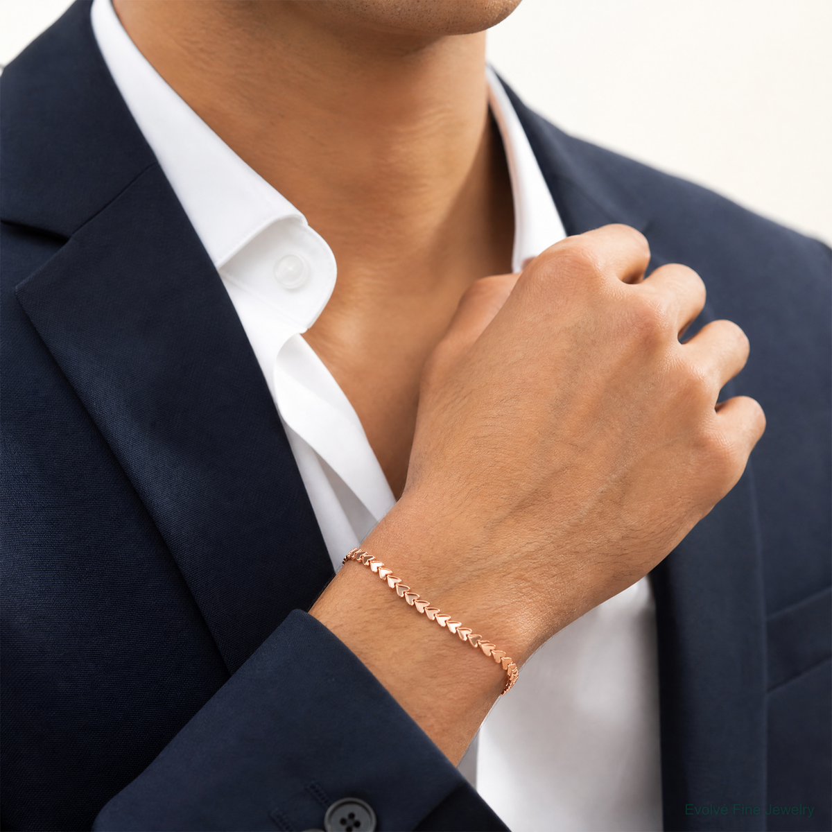 Leslie's Sterling Silver Rose-tone Polished Heart Bolo Bracelet - Model Shot