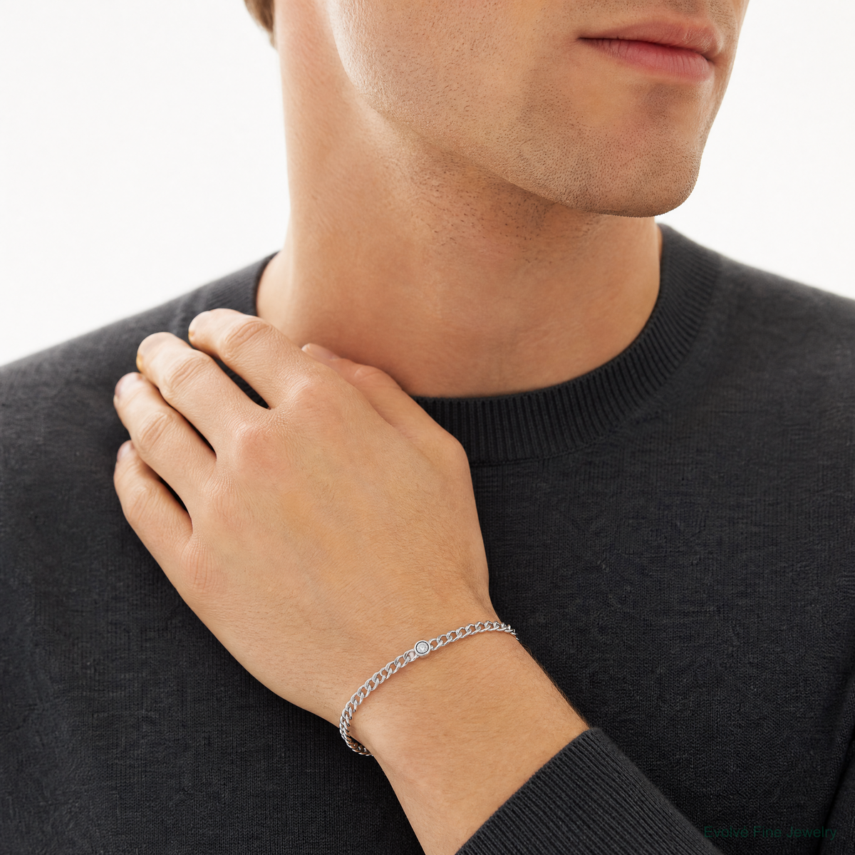 Leslie's Sterling Silver Rhodium-plated Polished CZ Bolo Bracelet - Model Shot