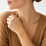 Leslie's Sterling Silver Gold-tone Polished CZ Bolo Bracelet - Model Shot