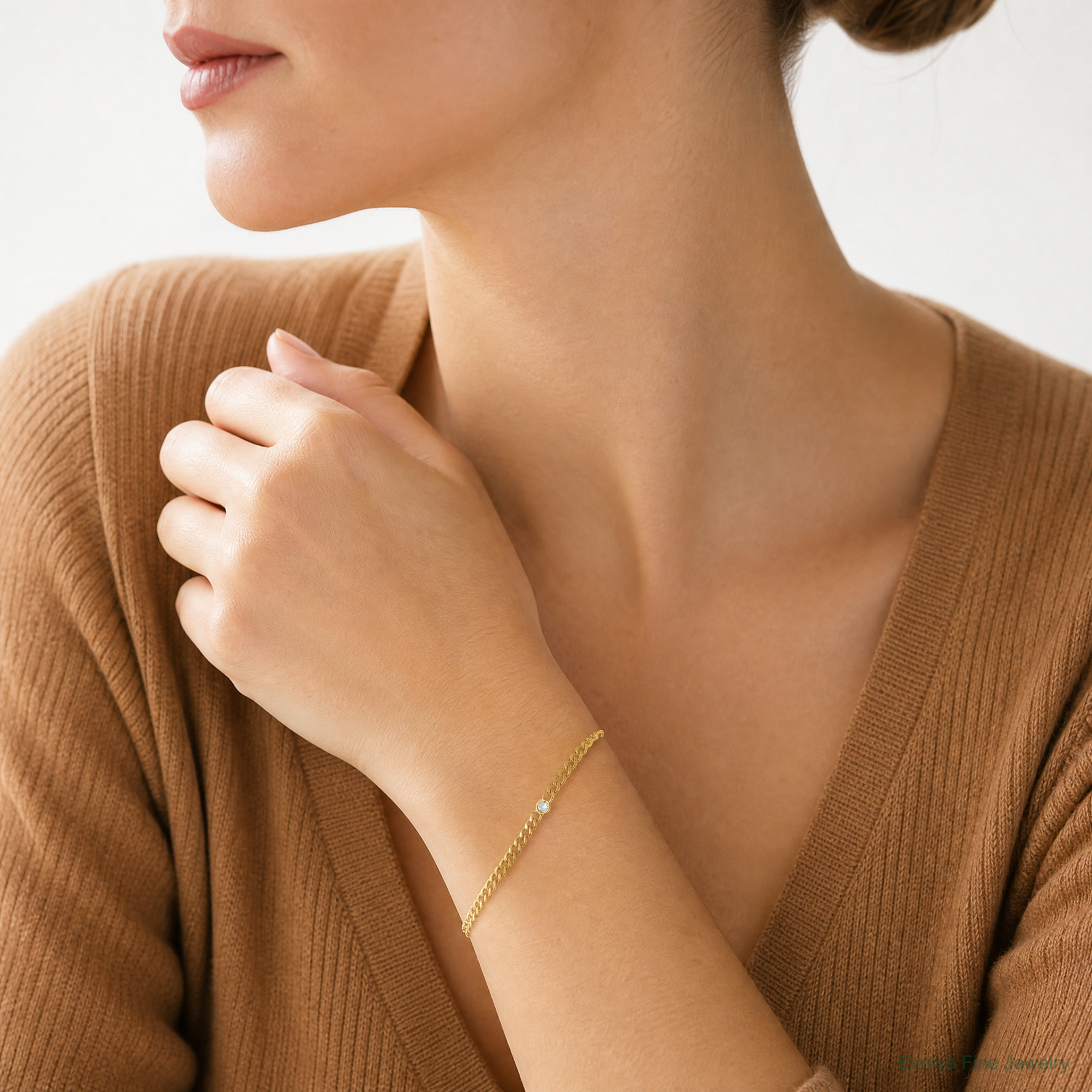 Leslie's Sterling Silver Gold-tone Polished CZ Bolo Bracelet - Model Shot