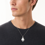 Leslie's Sterling Silver Rh-Plat Polished Fancy Pendant on Beaded Necklace - Model Shot