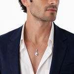 Leslie's Sterling Silver RH-plated Hammered Pendant Necklace - Model Shot
