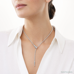Leslie's SS RH-plated Polished/Textured CZ Lariat Snake w/ 2in ext. Necklac - Model Shot