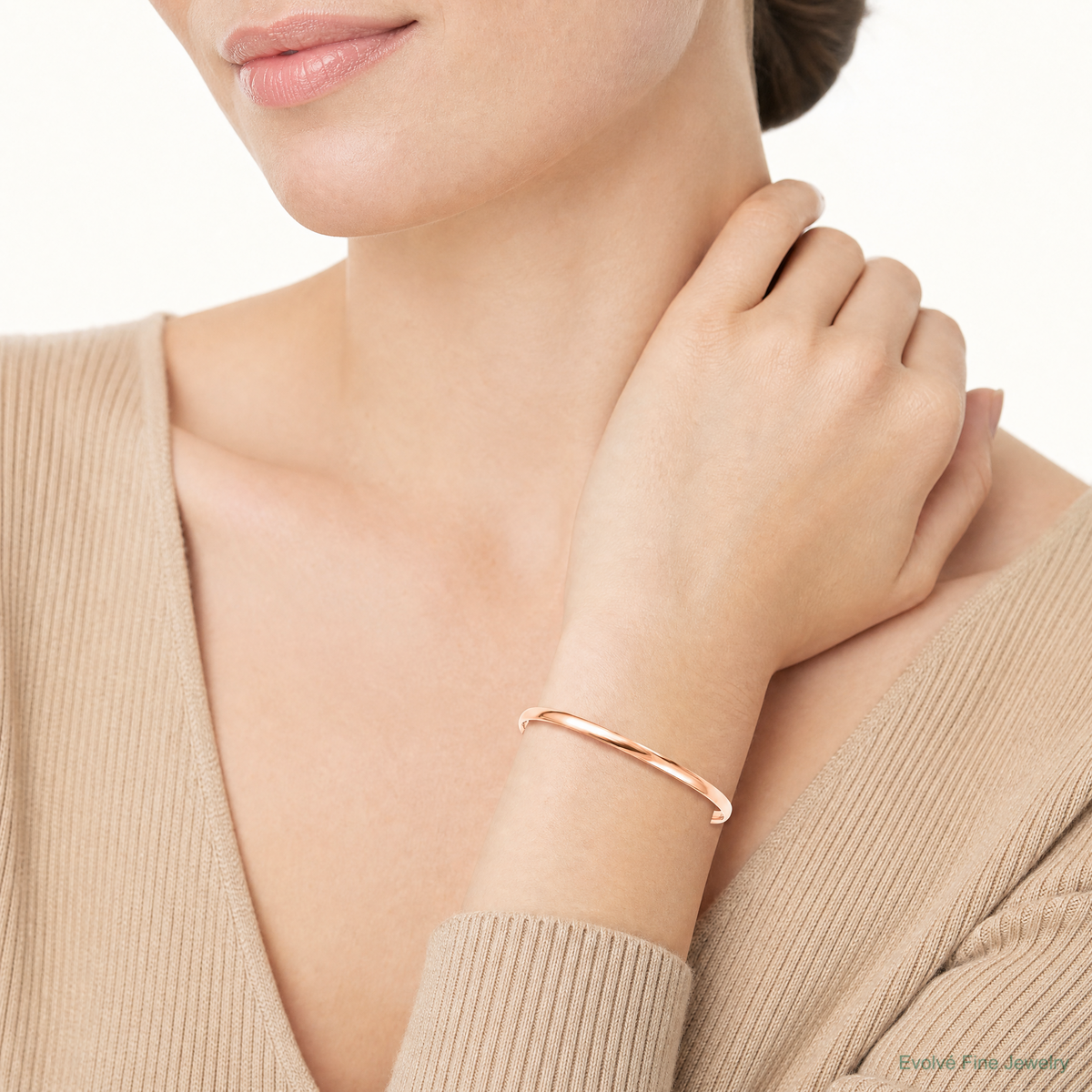 Leslie's Sterling Silver Rose Gold-plated Polished Adjust Bangle - Model Shot