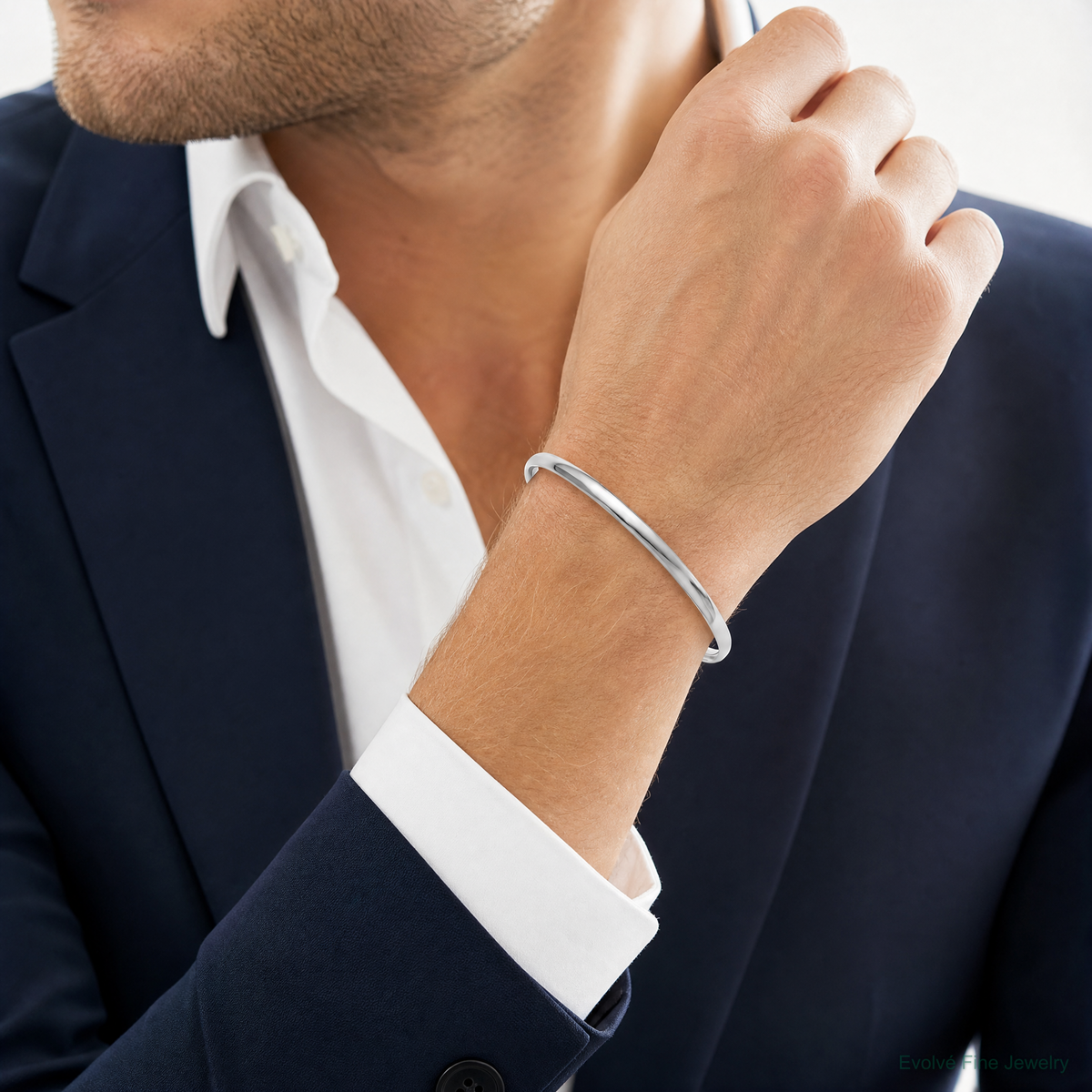 Leslie's Sterling Silver RH-plated Polished Adjustable Bangle - Model Shot
