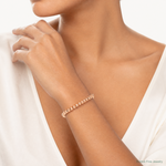 Leslie's Sterling Silver Rose-tone Polished Beaded Adjustable Bracelet - Model Shot