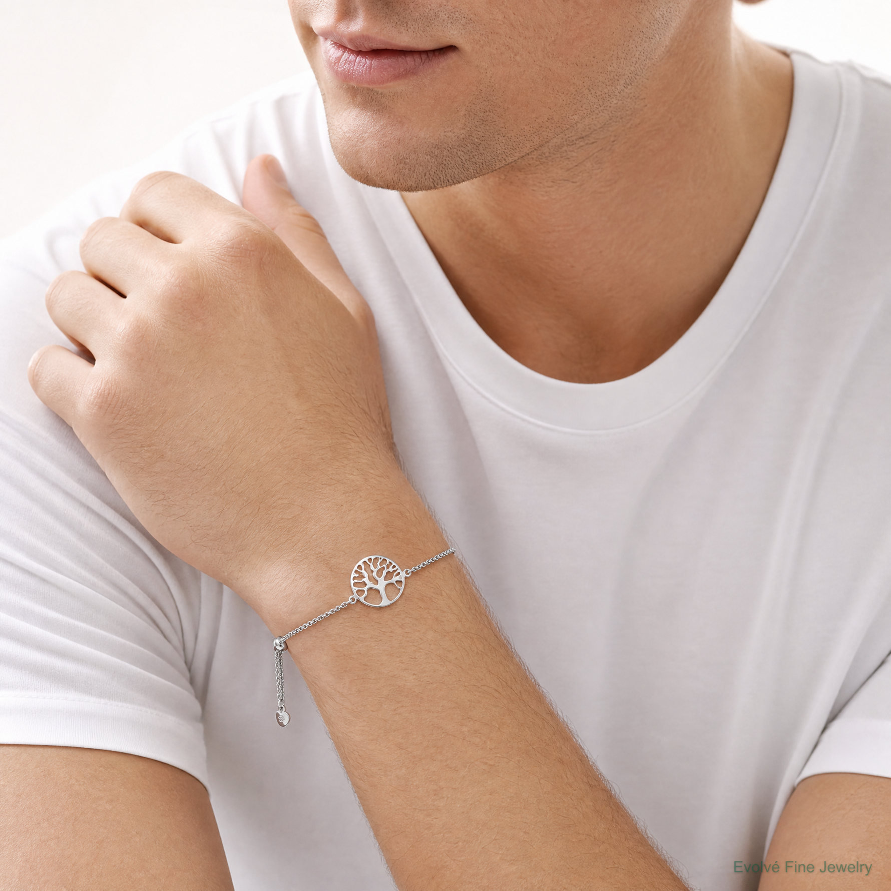 Leslie's Sterling Silver RH-plated Tree of Life Adjustable Bracelet - Model Shot