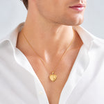 Sterling Silver Gold-plated Brushed And Polished Stars 12mm Heart Locket - Model Shot