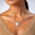 Sterling Silver Rhod-plated 20mm Satin/Polished D/C Butterfly Heart Locket - Model Shot