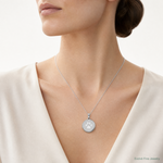 Sterling Silver Rhodium 20mm Grooved & Polished Pawprint Round Locket - Model Shot