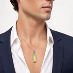 Sterling Silver & Vermeil Light Green CZ Pendant - Model Shot