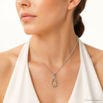 Sterling Silver & Vermeil Rhodium-plated Champagne CZ Pendant - Model Shot