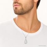 Sterling Silver Rhodium-plated CZ Tear Drop Pendant - Model Shot