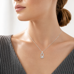 Sterling Silver CZ & Teardrop Pendant - Model Shot