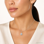 Sterling Silver Rhodium-plated Polished CZ Pendant - Model Shot