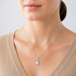 Sterling Silver Rhodium-plated w/ CZ Oval Pendant - Model Shot