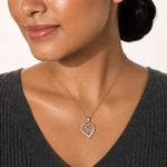 Sterling Silver Rhodium-plated Polished Open Heart CZ Pendant - Model Shot