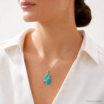 Sterling Silver Polished Synthetic Turquoise Pendant - Model Shot