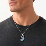 Sterling Silver Rhodium-plated Created Opal Cat Pendant - Model Shot