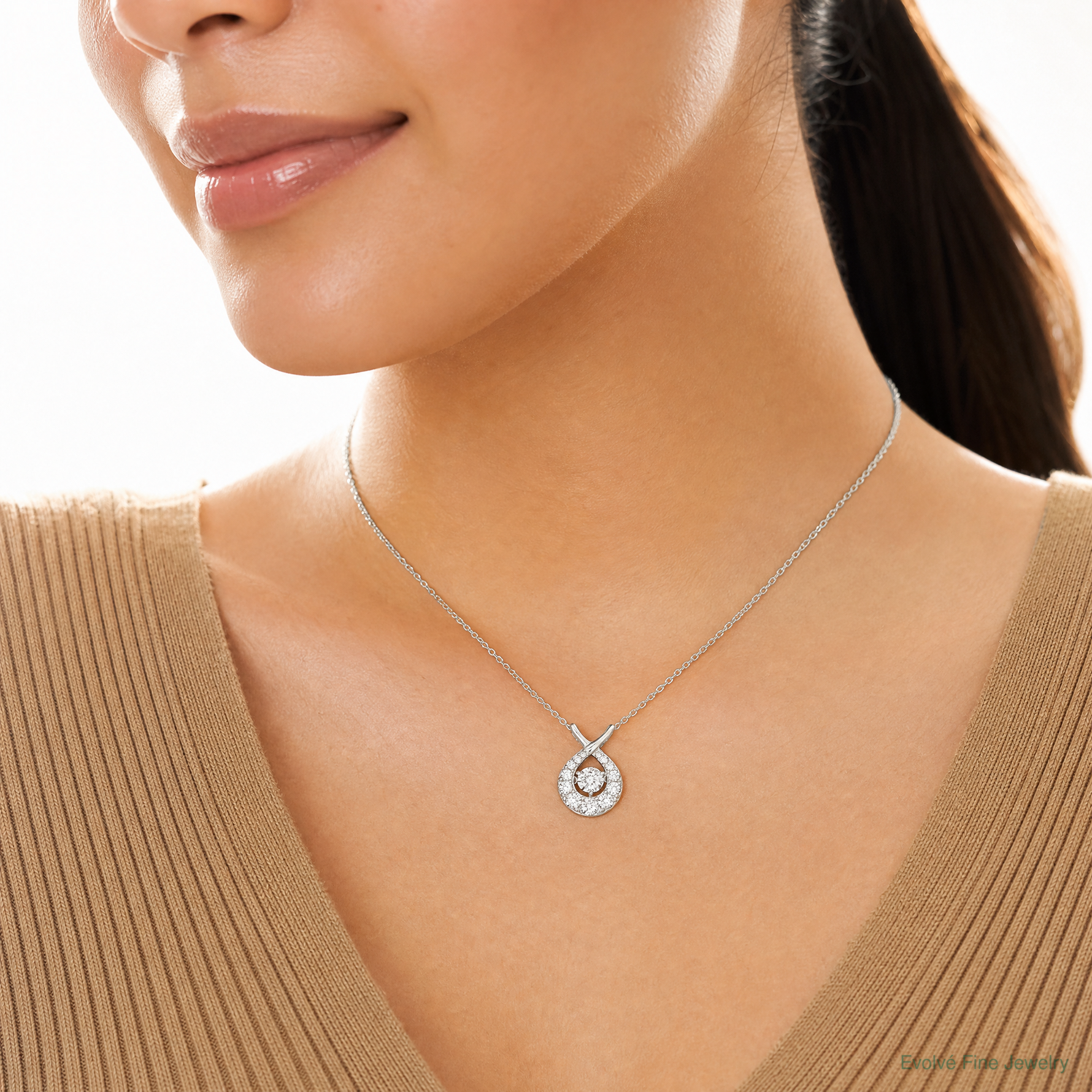 Sterling Silver Vibrant CZ Pendant - Model Shot