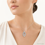 Sterling Silver Rhodium-plated CZ 3-Oval Chain Slide - Model Shot