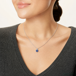 Sterling Silver Rhodium-plated Blue and White CZ Chain Slide - Model Shot