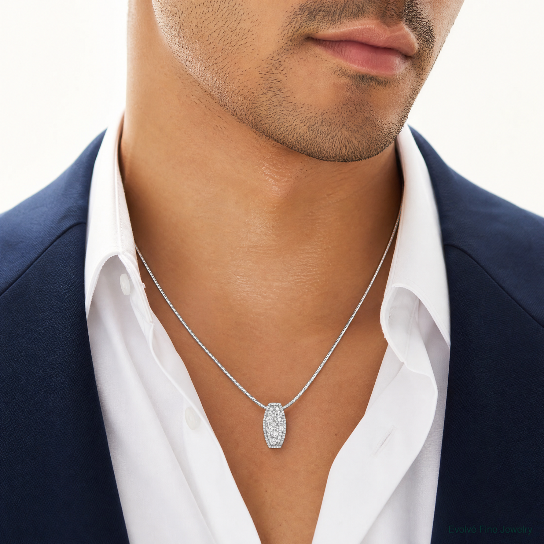 Sterling Silver Rhodium-plated CZ Slide - Model Shot
