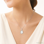 Sterling Silver Rhodium-plated Glass Teardrop Pendant - Model Shot
