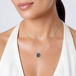 Sterling Silver Bk/Wht CZ Rhod-plated Paw Print Heart Chain Slide - Model Shot