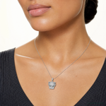 Sterling Silver Rhodium-plated Green & White CZ Panther Pendant - Model Shot