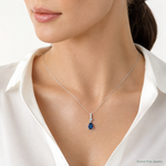 Sterling Silver Rhodium-plated CZ and Blue Glass Pendant - Model Shot
