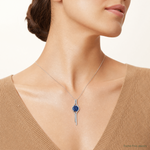 Sterling Silver Rhodium plated Blue & White CZ Slide Pendant - Model Shot