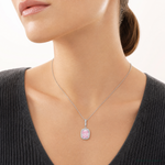 Sterling Silver Rhodium-plated Pink & White CZ Pendant - Model Shot