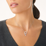 Sterling Silver Rhod-plated CZ Circle Chain Slide Pendant - Model Shot