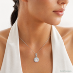 Sterling Silver Rhodium-plated Iridescent CZ Pendant - Model Shot