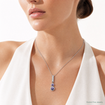 Sterling Silver Rhodium-plated Polished Purple CZ Chain Slide - Model Shot