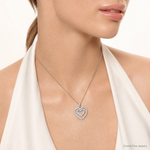 Sterling Silver Rhodium-plated CZ Double Heart Pendant - Model Shot