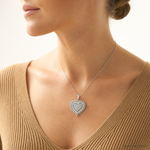 Sterling Silver Rhodium-plated CZ Heart Pendant - Model Shot