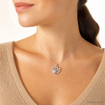 Sterling Silver Rhodium-plated CZ Heart Pendant - Model Shot