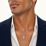 Sterling Silver Rhodium-plated CZ Chain Slide Pendant - Model Shot