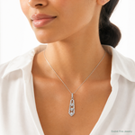 Sterling Silver Rhodium-plated CZ 3 Pointed Pendant - Model Shot