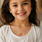 Sterling Silver Madi K RH-plat Crystal Enamel Red Apple Petite Pendant - Model Shot