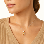 Sterling Silver Champagne CZ Pendant - Model Shot